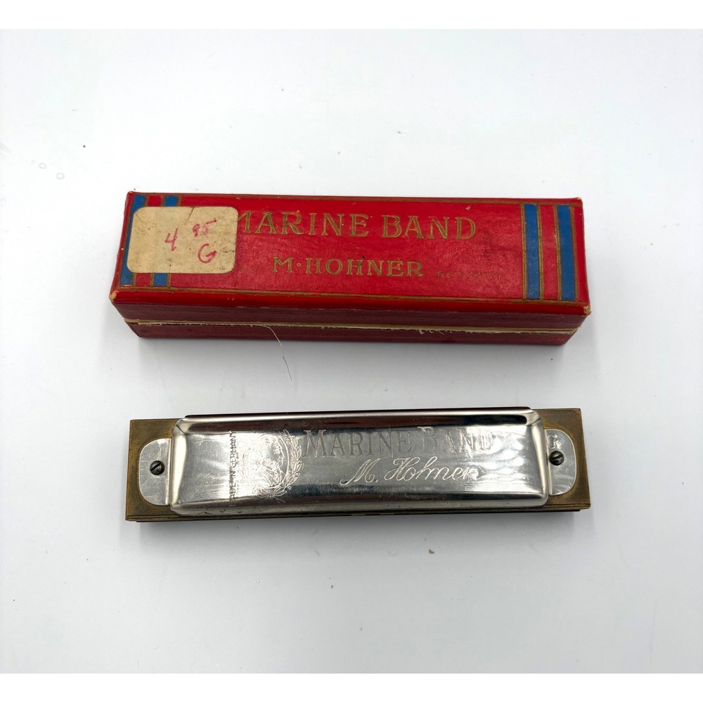 Vintage M Hohner Marine Band Harmonica Key G Made in Germany with Original Case